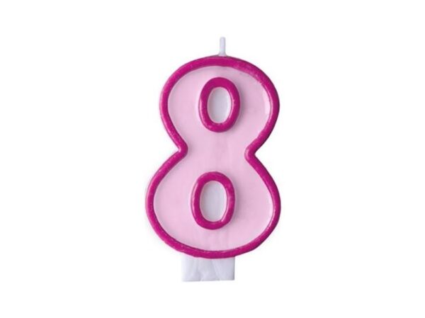 Narodeninová sviečka 8, ružová - PartyDeco